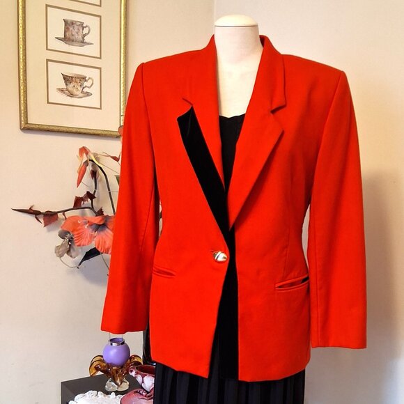Vintage mr.jax Red Pure Virgin Wool Lined Blazer 100% Wool Jacket - Picture 4 of 11